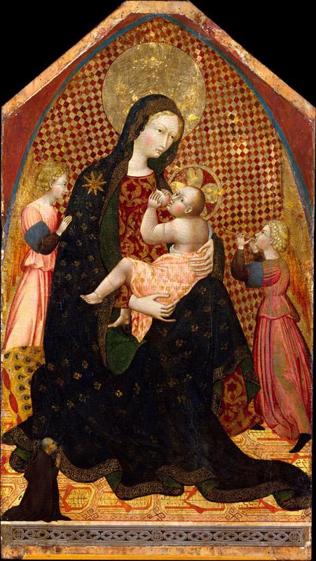 Giovanni di Paolo--Madonna and Child with Two Angels and a Donor