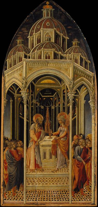 Giovanni di Paolo--The Annunciation to Zacharias (verso) The Angel of the Annunciation