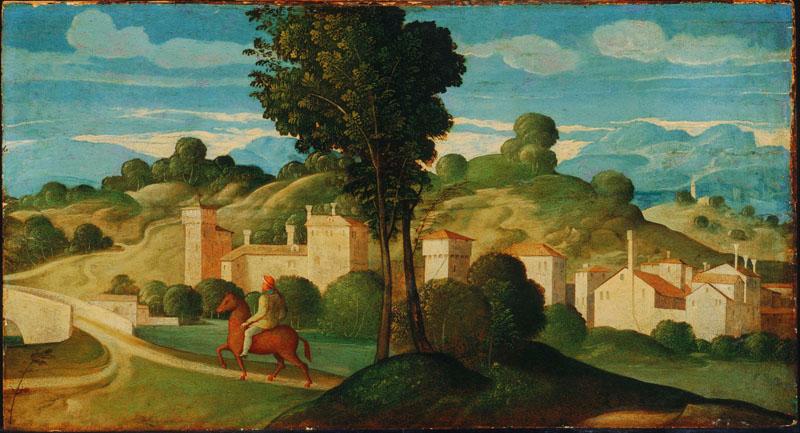 Girolamo Da Santa Croce (1480 - 1556) (Italian)-Landscape with Rider