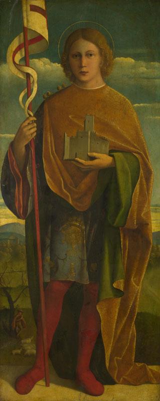 Girolamo da Santacroce - A Saint with a Fortress and a Banner