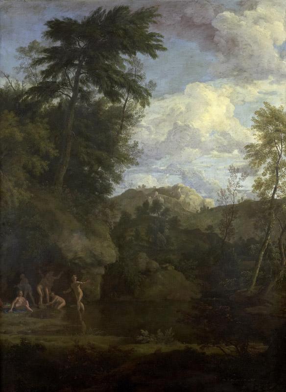 Glauber, Johannes -- Arcadisch landschap met badende Diana, 1680-1726