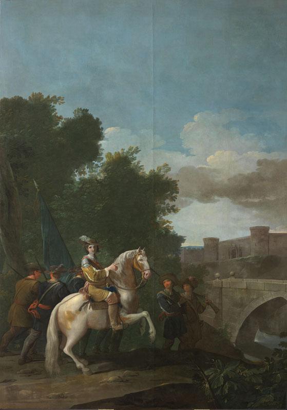 Gonzalez Velazquez, Antonio-Un oficial a caballo y cuatro soldados a pie-275 cm x 195 cm