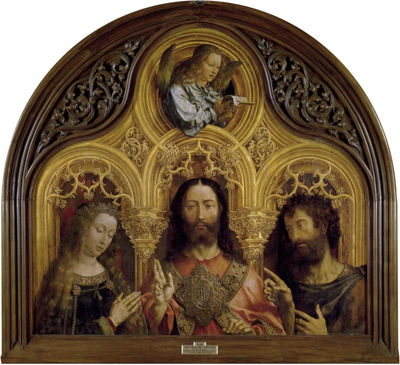 Gossaert, Jan-Cristo entre la Virgen Maria y San Juan Bautista-122 cm x 133 cm