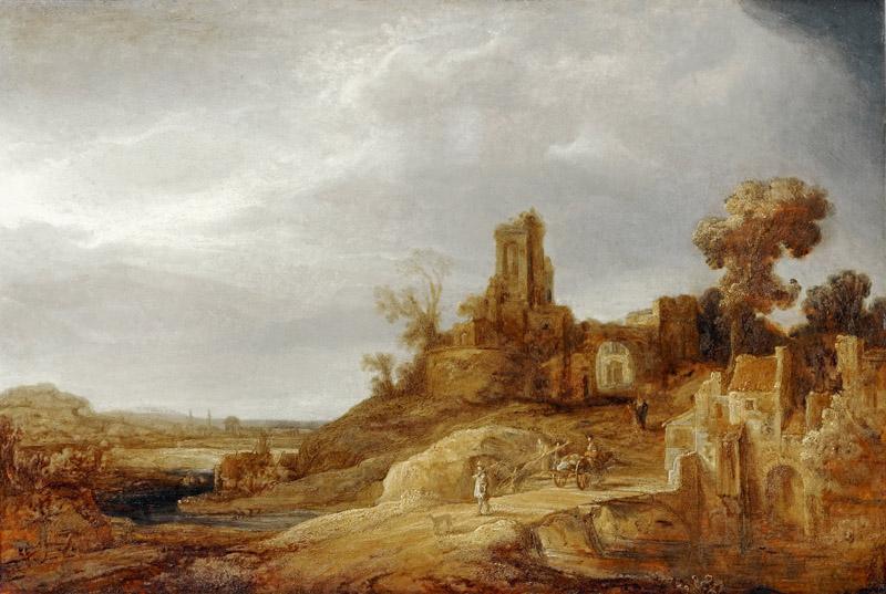 Govaert Flinck -- Landscape with a River and Ruins