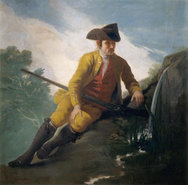 Goya y Lucientes, Francisco de-Cazador al lado de una fuente-130 cm x 131 cm