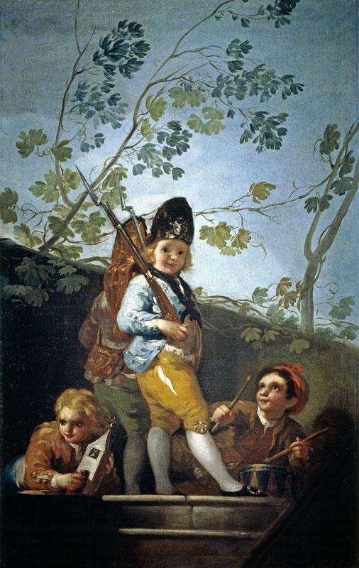 Goya y Lucientes, Francisco de-Muchachos jugando a soldados-146 cm x 94 cm