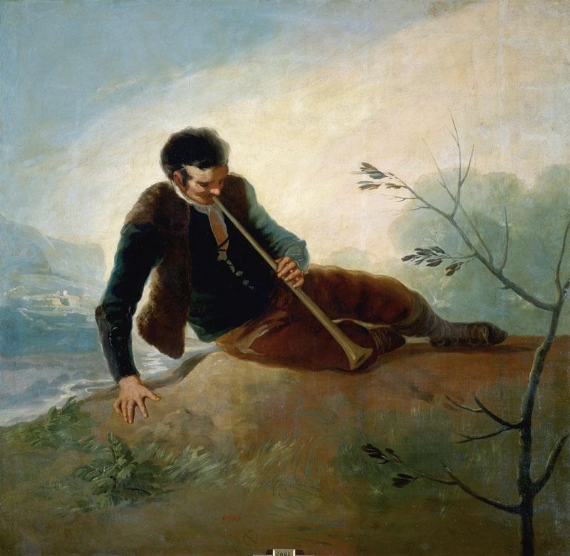 Goya y Lucientes, Francisco de-Pastor tocando la dulzaina-130 cm x 134 cm