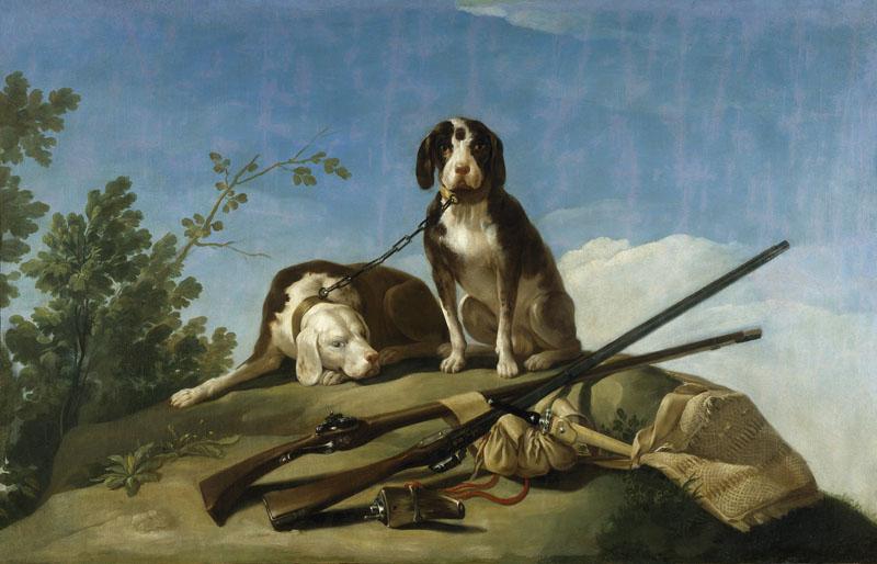 Goya y Lucientes, Francisco de-Perros en trailla-112 cm x 174 cm