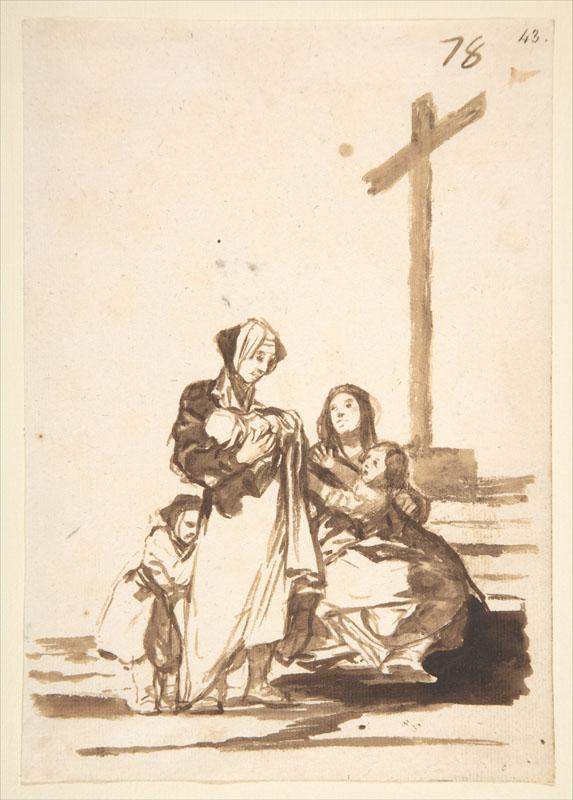 Goya--Women with Children by a Wayside Cross