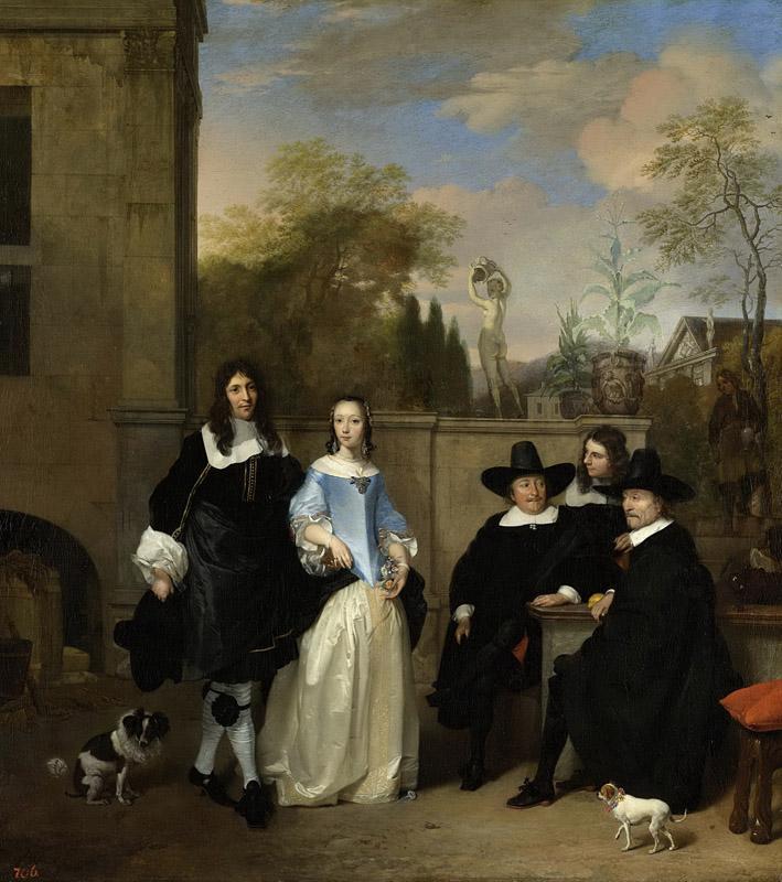 Graat, Barend -- Een gezelschap in een tuin, 1661