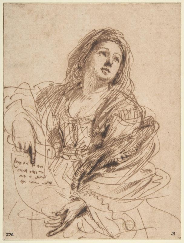 Guercino--A Sibyl Holding a Scroll