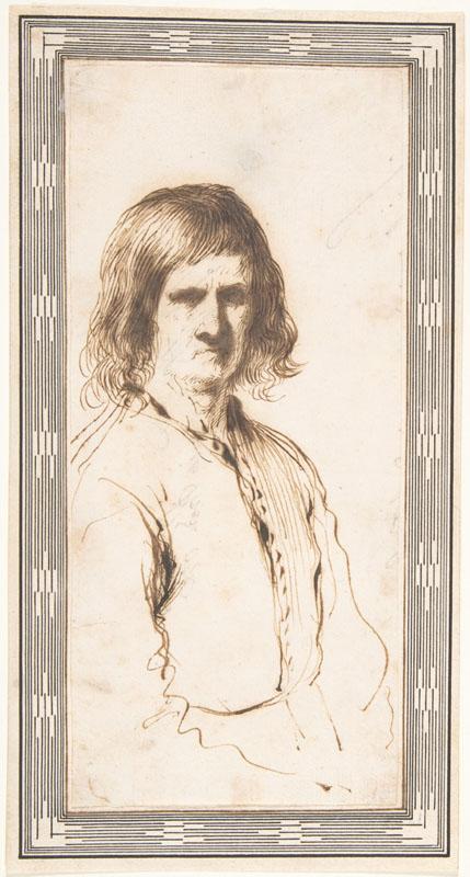 Guercino--Portrait of Morose Man in Half-Length