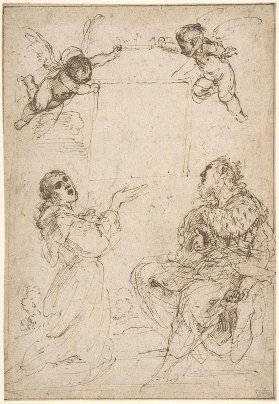 Guercino--Saint Francis of Assisi and Saint Louis