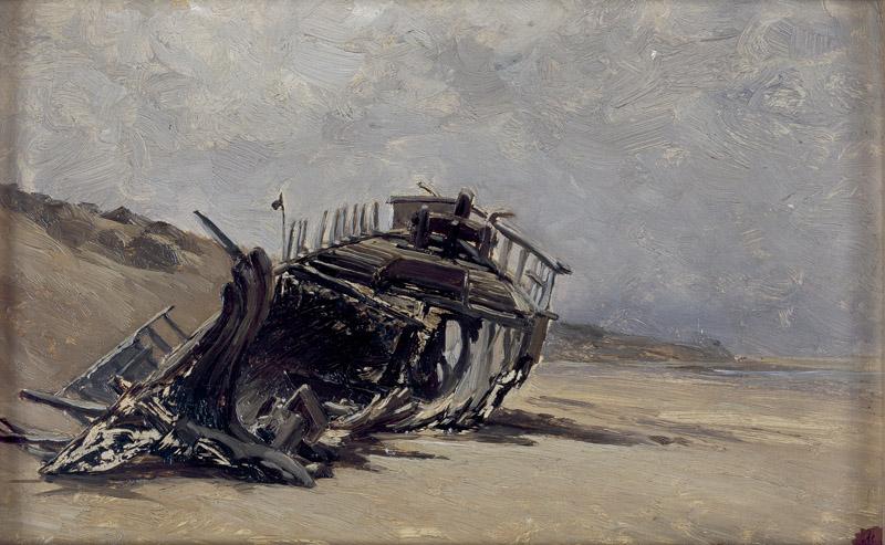 Haes, Carlos de-Restos de un naufragio (San Juan de Luz)-19 cm x 28,7 cm