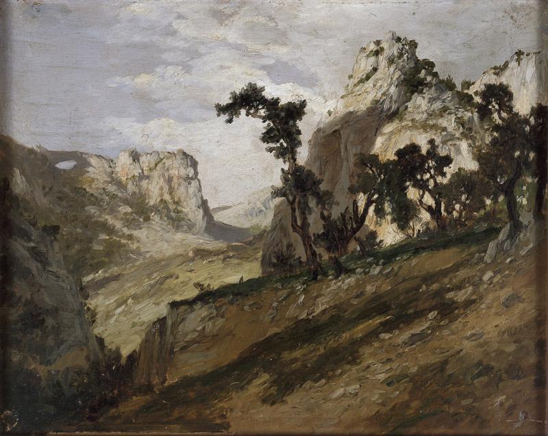 Haes, Carlos de-Robles y rocas (Picos de Europa)-33 cm x 42 cm