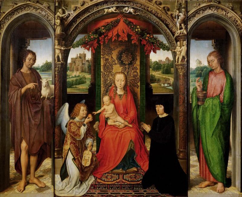 Hans Memling -- Triptych with the Virgin and Child Enthroned