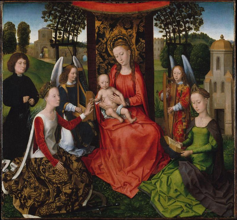 Hans Memling--Virgin and Child with Saints Catherine of Alexandria and Barbara