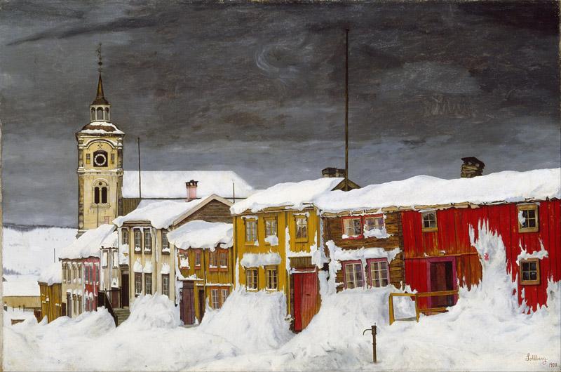 Harald Sohlberg - Street in Roros in Winter