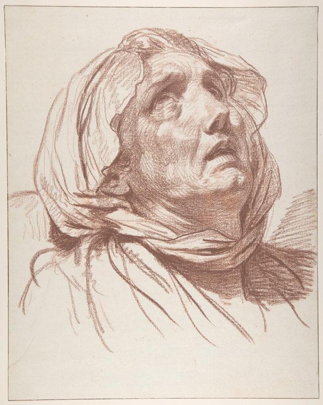 Head of an Old Woman Looking Up