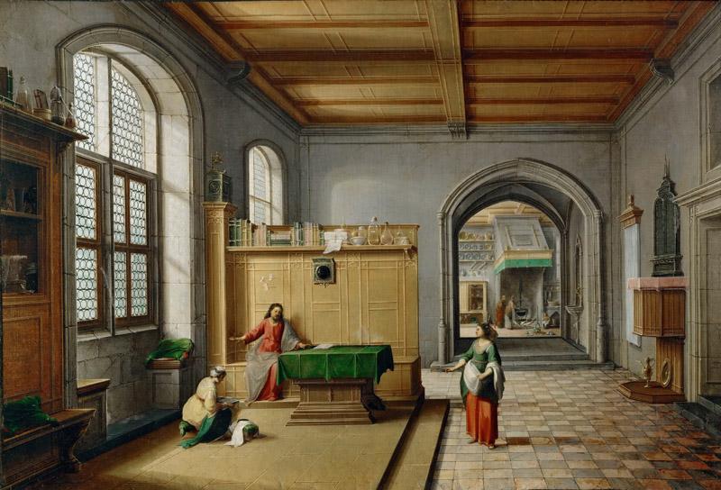 Hendrick van Steenwijck the younger and Cornelis van Poelenburgh -- Jesus in the house