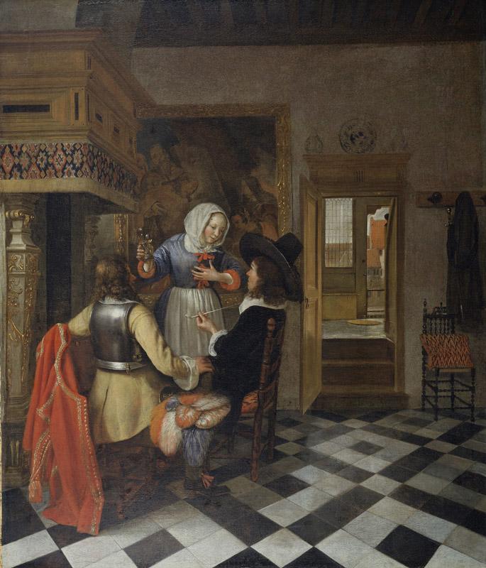 Hendrik van der Burgh - Drinkers before the Fireplace, c. 1660