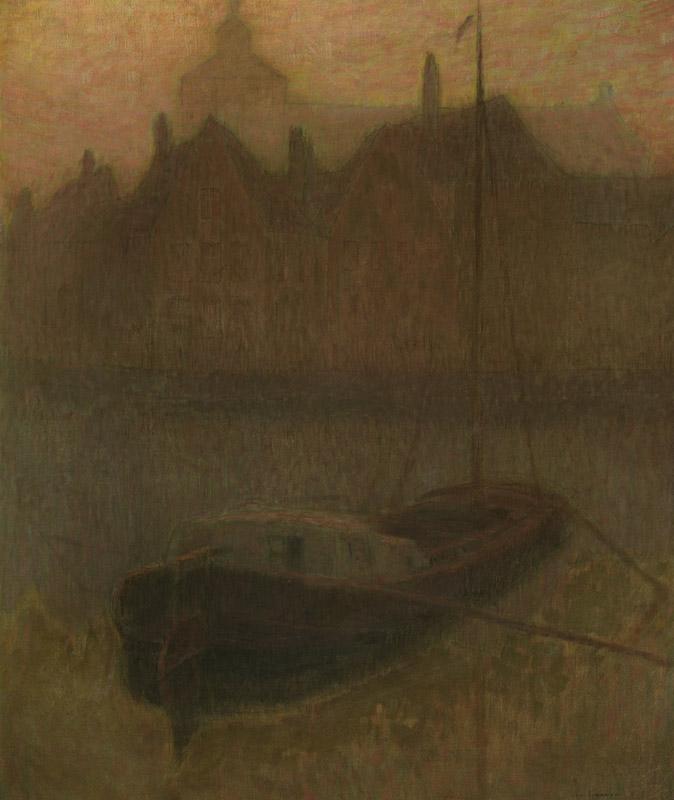 Henri Le Sidaner - Boat on the canal (morning)