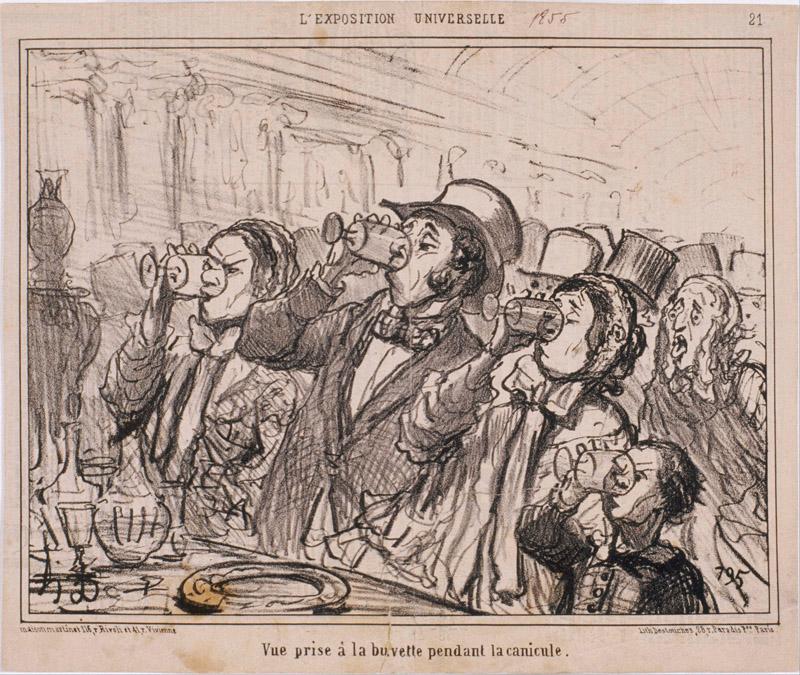 Honore Daumier (1808-1879)-L Exposition Universelle Vue prise a la buvette pendant la canicule