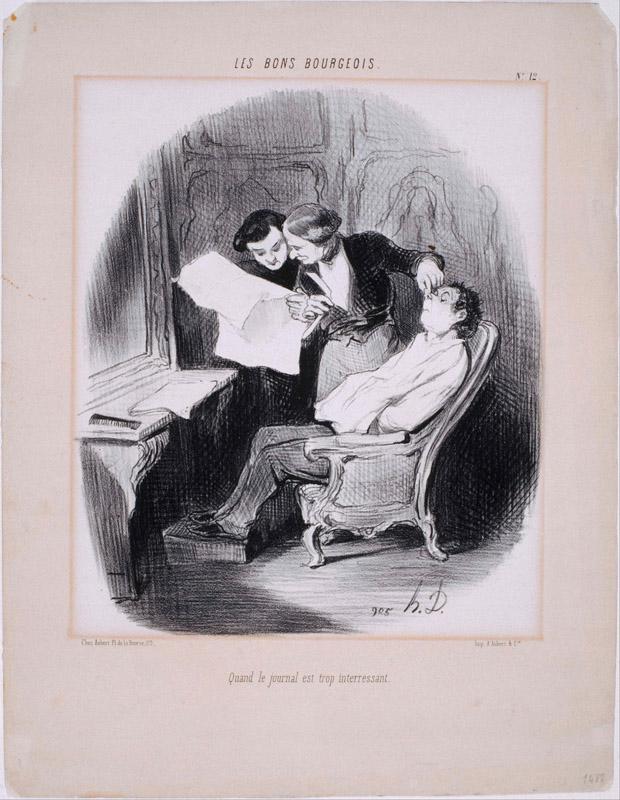 Honore Daumier (1808-1879)-Les Bons Bourgeois Quand le journal est trop interessant