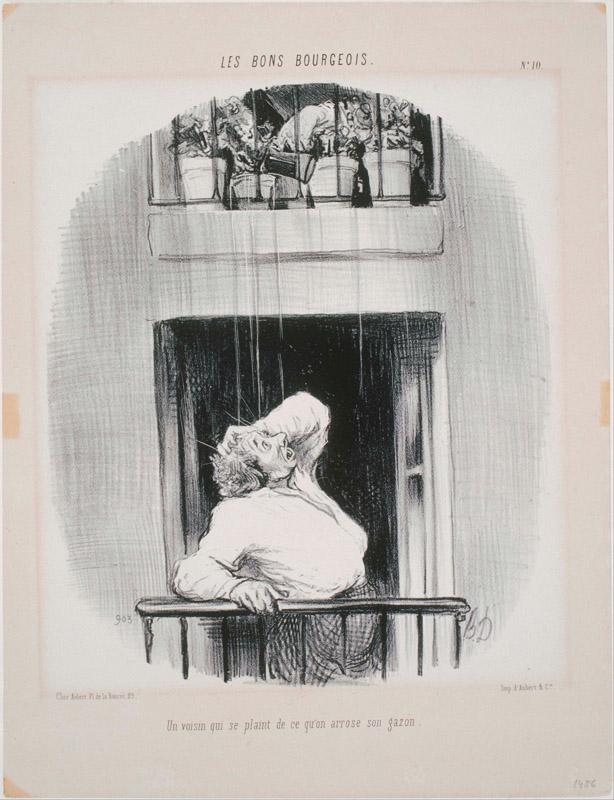 Honore Daumier (1808-1879)-Les Bons Bourgeois Un voisin qui se plaint de ce qu on arrose