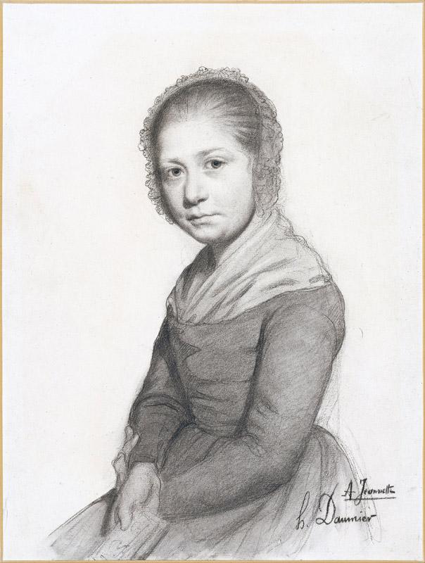 Honore Daumier (1808-1879)-Portrait of a Girl (Jeannette), c