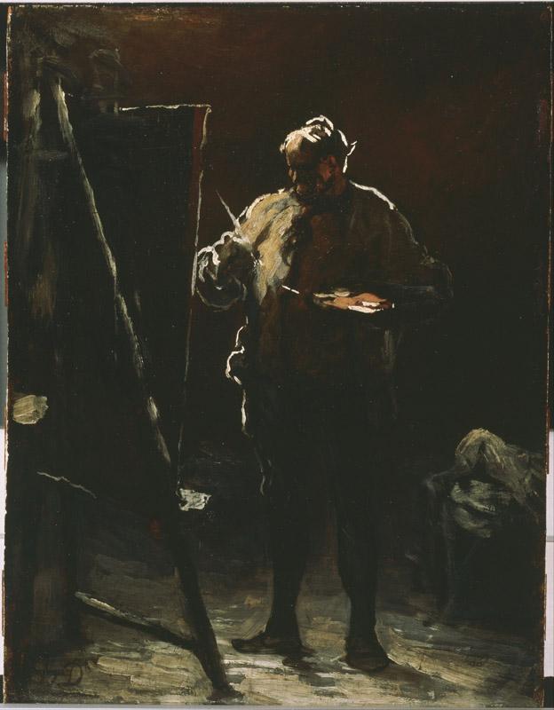 Honore Daumier (1808-1879)-The Painter at His Easel