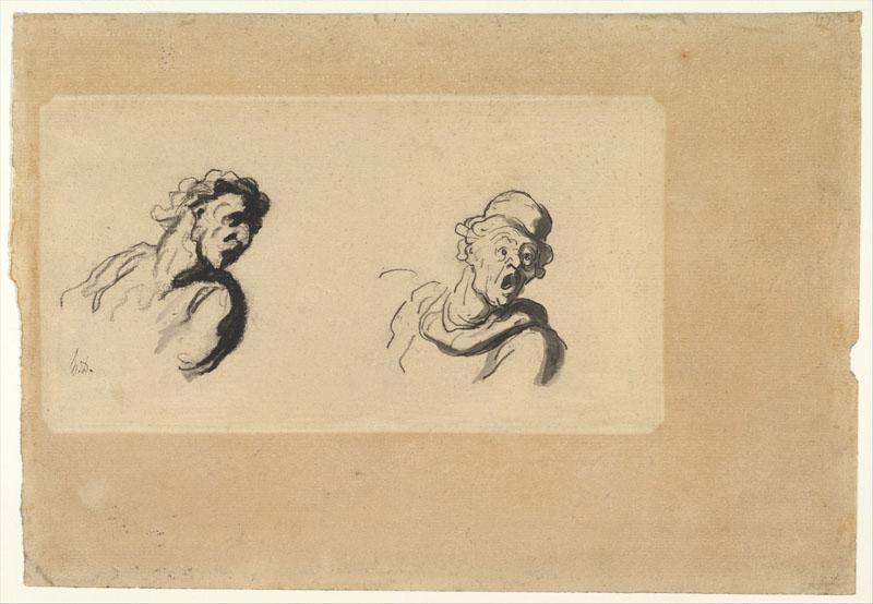 Honore Daumier--Two Male Heads
