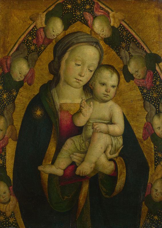 Italian, Umbrian or Roman - The Virgin and Child in a Mandorla with Cherubim