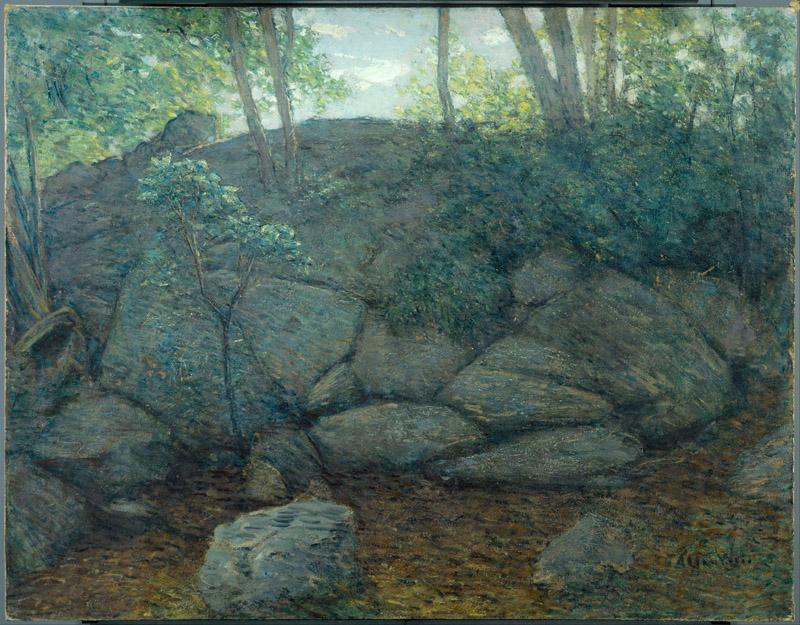 J. Alden Weir (1852-1919)-Woodland Rocks