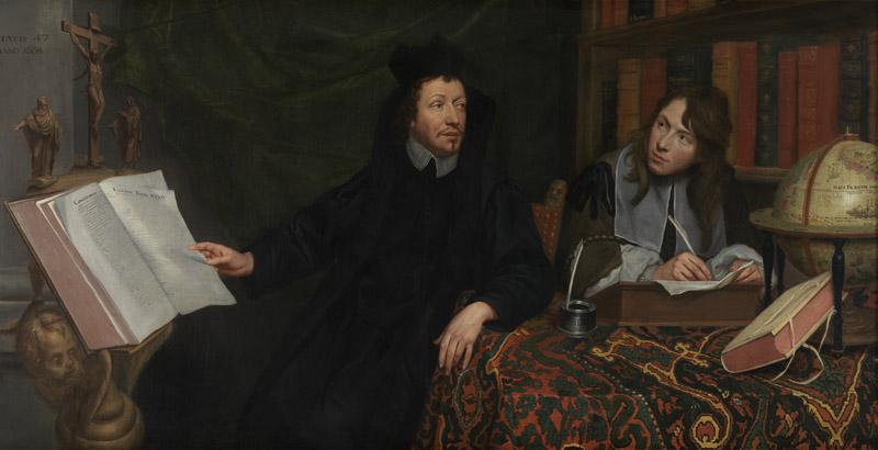 Jacob Van Oost - Portrait of a theologian with his secretary