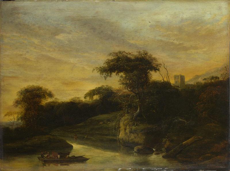 Jacob de Wet the Elder - A Landscape with a River at the Foot of a Hill