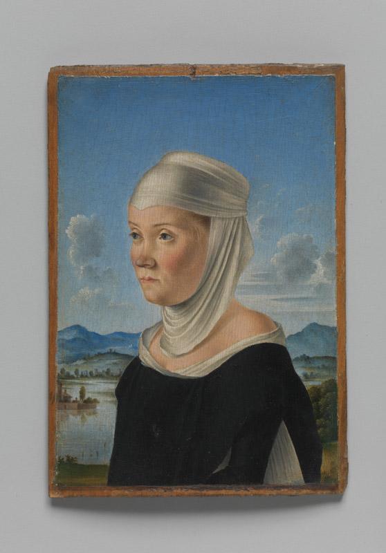 Jacometto--A Woman, Possibly a Nun of San Secondo (verso) Scene in Grisaille