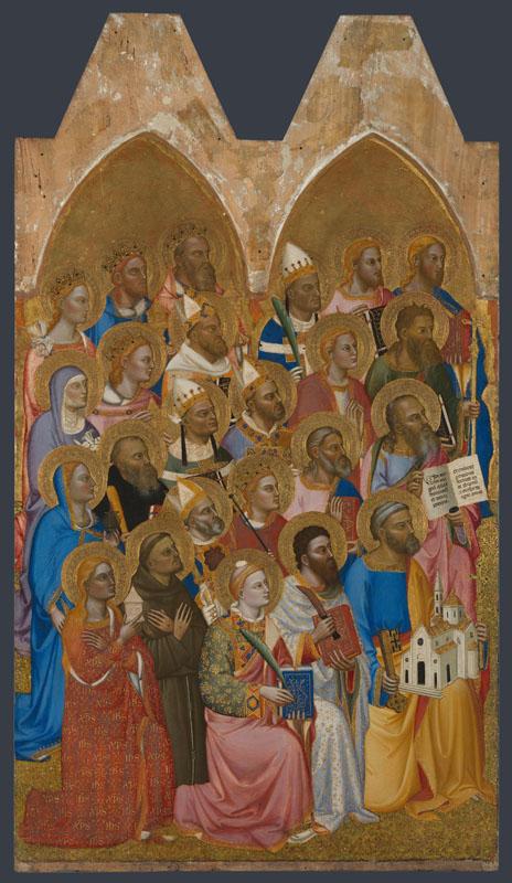 Jacopo di Cione and workshop - Adoring Saints - Left Main Tier Panel