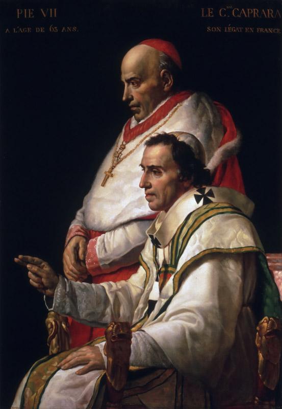 Jacques-Louis David, French, 1748-1825 -- Portrait of Pope Pius VII and Cardinal Caprara