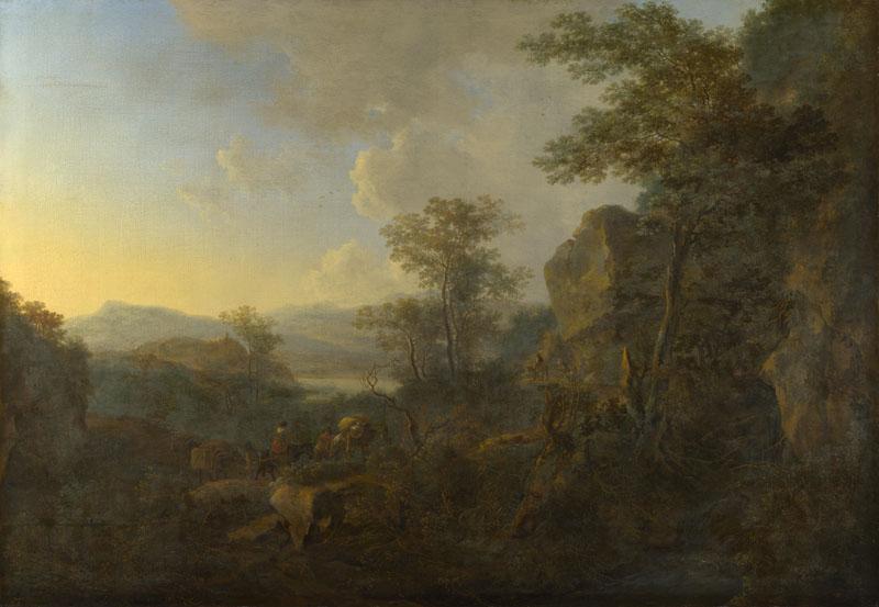 Jan Both - A Rocky Landscape with Peasants and Pack Mules