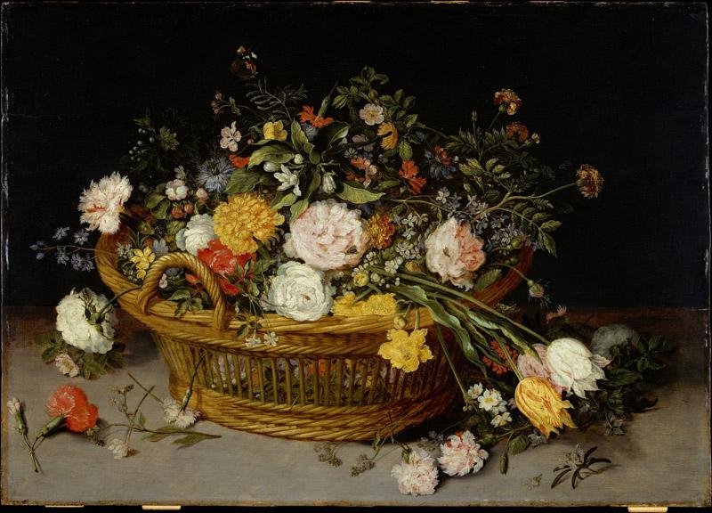 Jan Brueghel the Younger--A Basket of Flowers