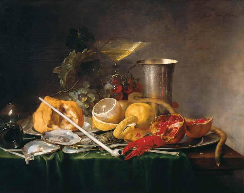 Jan Davidsz. de Heem - Still Life, Breakfast with Glass of Champagne and Pipe, 1642