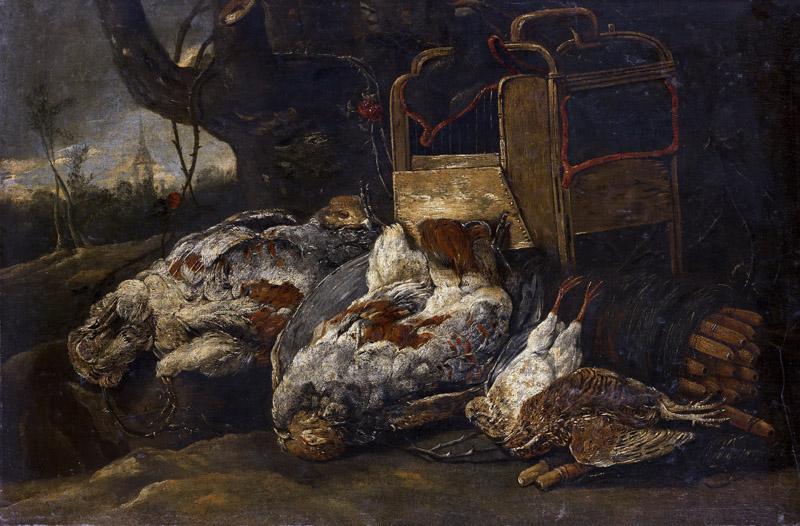 Jan Fijt - Still Life with Dead Birds, Cage and Net