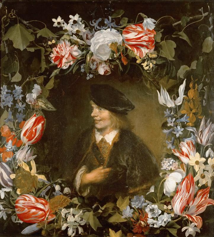 Jan Lievensz. -- Portrait of a Young Man surrounded by Flowers