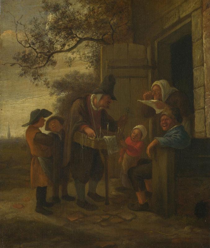 Jan Steen - A Pedlar selling Spectacles outside a Cottage