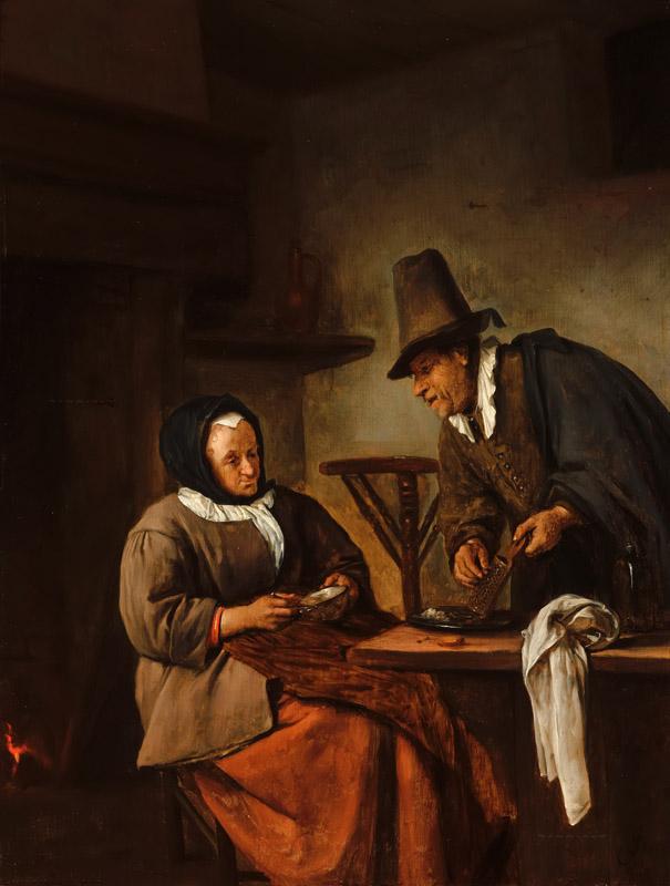 Jan Steen - An Old Couple Making Caudle