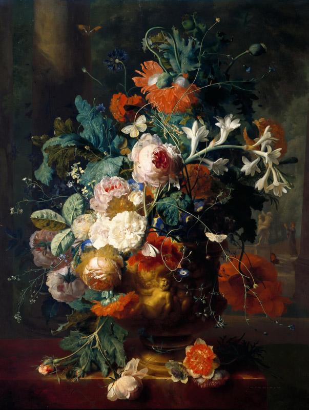 Jan Van Huysum -- Vase of Flowers in a Park