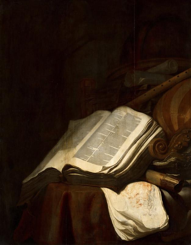 Jan Vermeulen - Still Life with Books and Musical Instruments