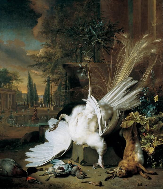Jan Weenix - The white Peacock, signed and dated 1692