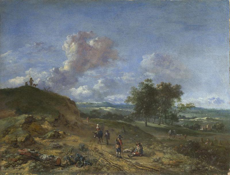 Jan Wijnants - A Landscape with a High Dune and Peasants on a Road